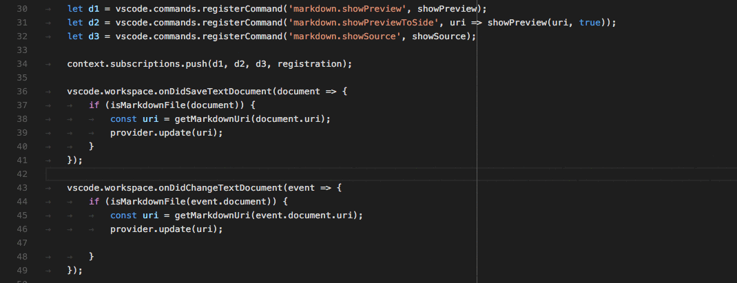 Right click a variable, function, or method and select "Go to Definition" to jump to the definition