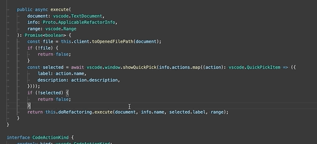 Triggering the extract method refactoring on a selection