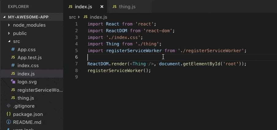 Renaming an JavaScript import to rename a file