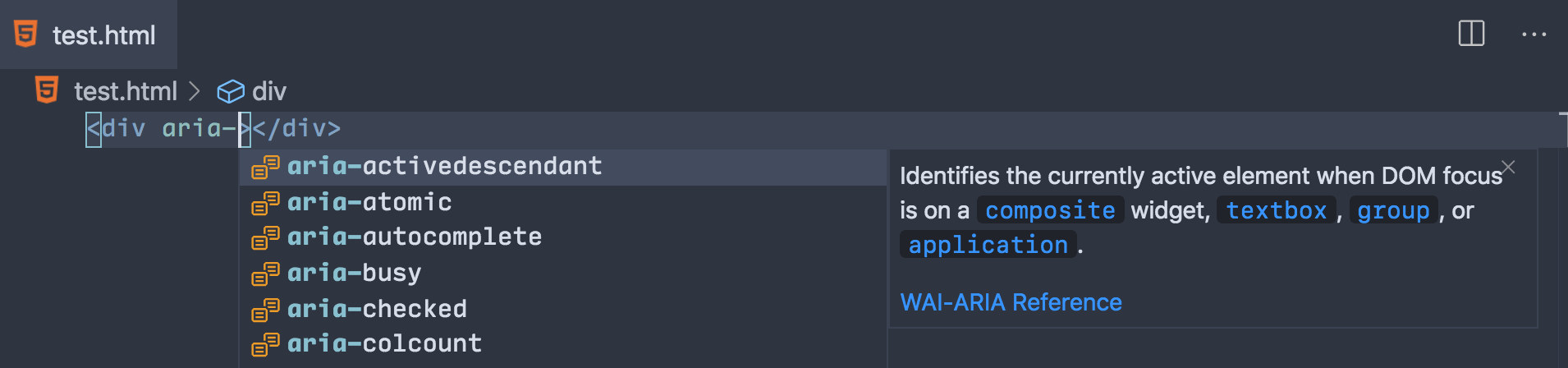 HTML ARIA reference