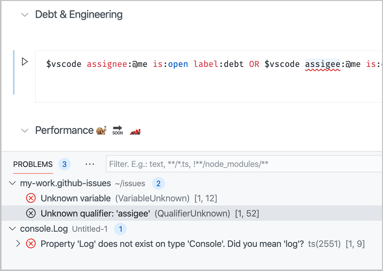 Problems panel with errors grouped by notebook