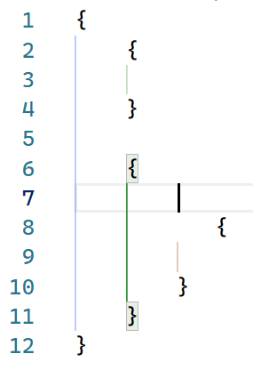 Bracket pair guides shown in the editor