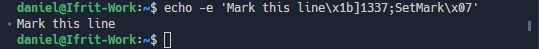 When the sequence is written to the terminal, a small grey circle will appear to the left of the command, with a matching annotation in the scroll bar