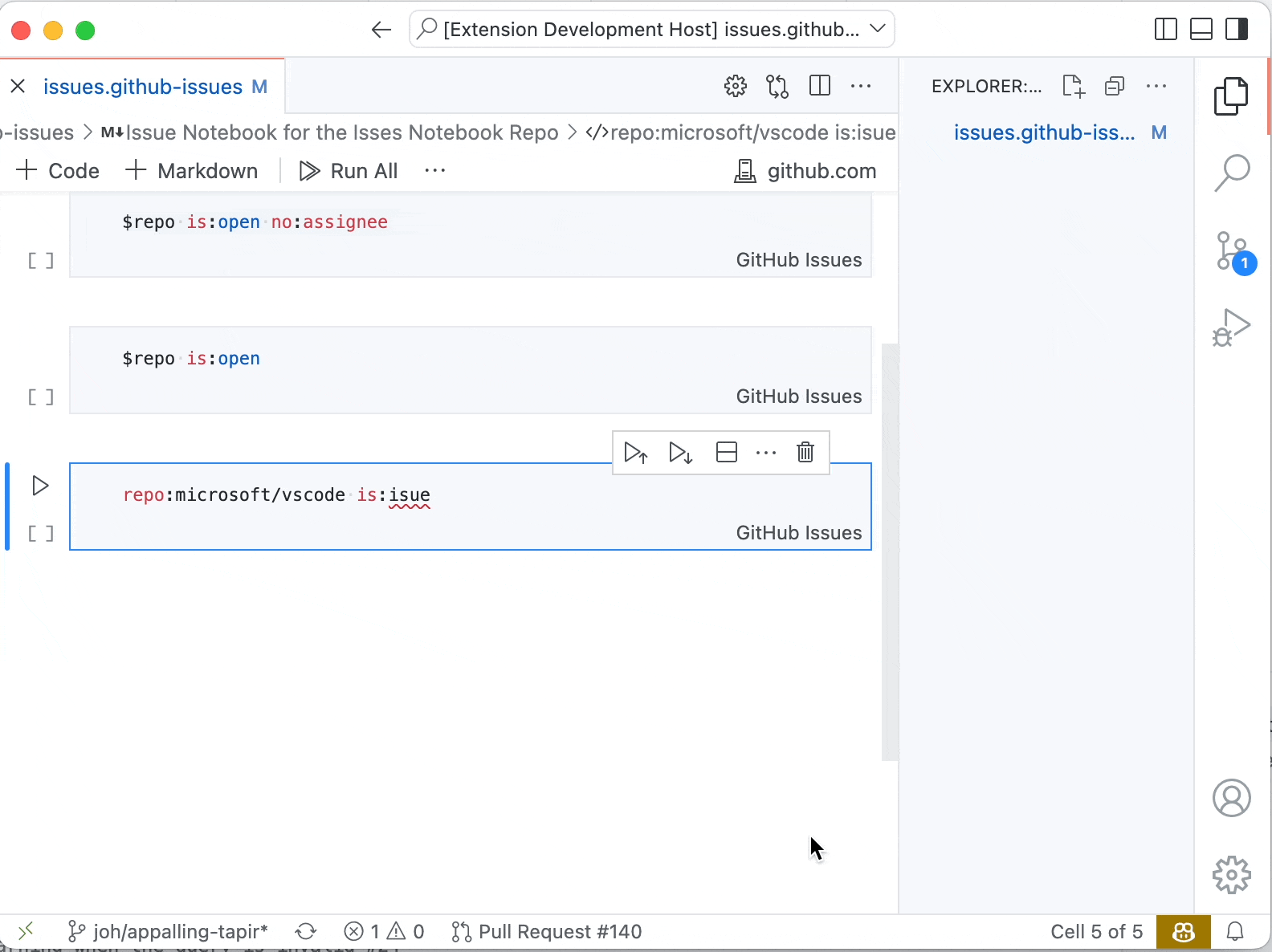 Move cell into new notebook and Quick Fix for value set violation