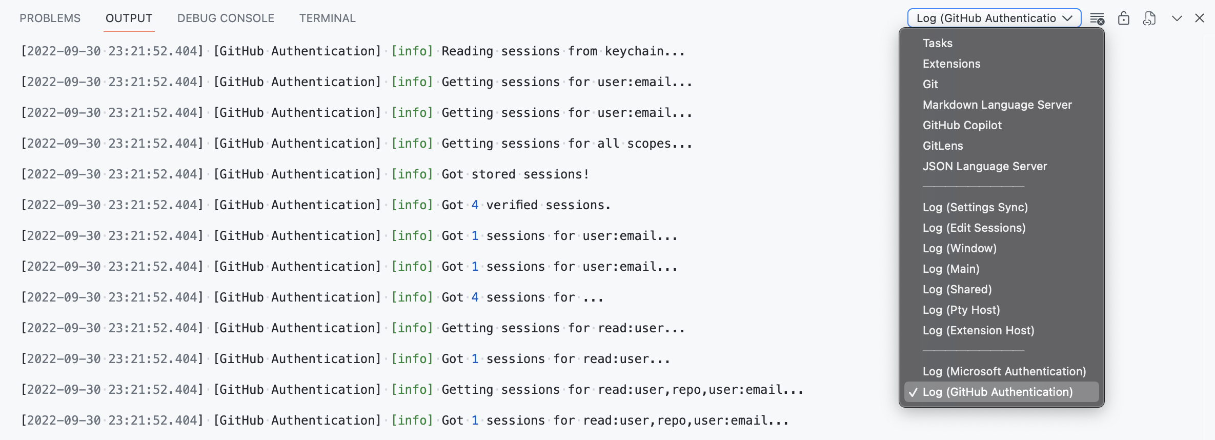 Log Output channel