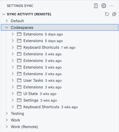 Sync Activity (Remote) view showing history of Profiles