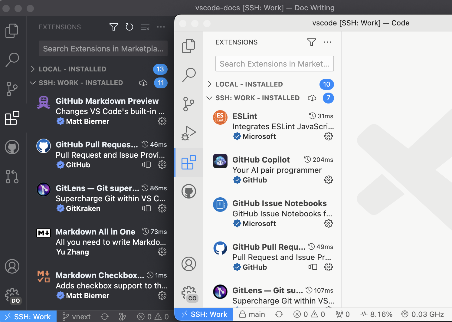 Profiles active in two Remote - SSH instances