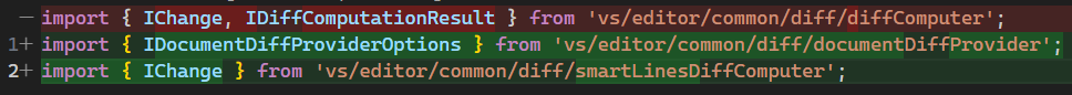 TypeScript added line diff using legacy algorithm