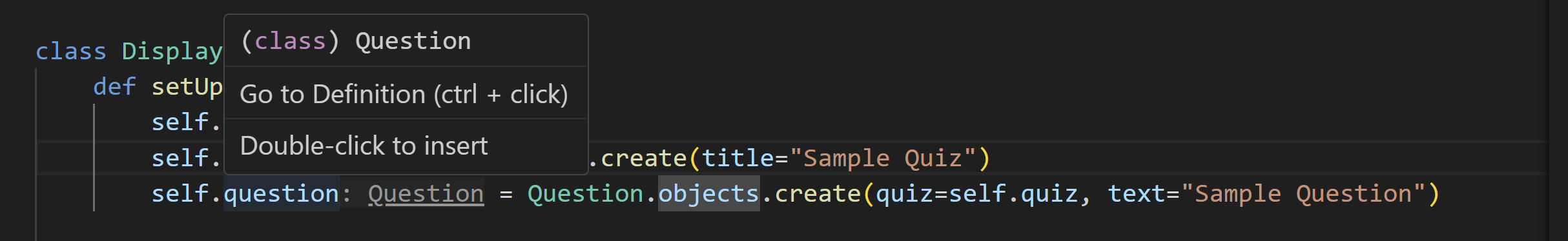 Go to Definition supported by using Ctrl/Cmd + click when hovering over a Python type on an inlay hint.